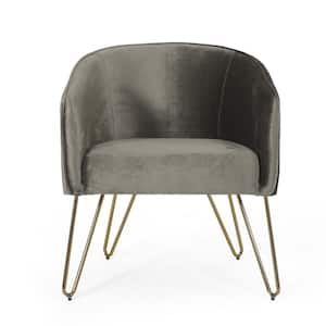 Fairborn Gold/Gray Velvet Hairpin Leg Club Chair (Set of 2)