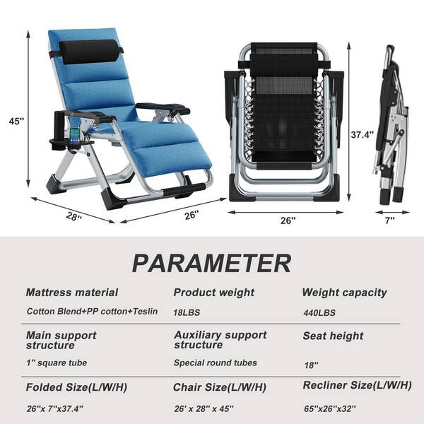 BOZTIY Zero Gravity Chair, Patio Folding Reclining Lounge Chair