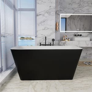 MUSE 47 in. Acrylic Rectangle Flatbottom Freestanding Non-Whirlpool Soaking Bathtub No Seat Version in Black