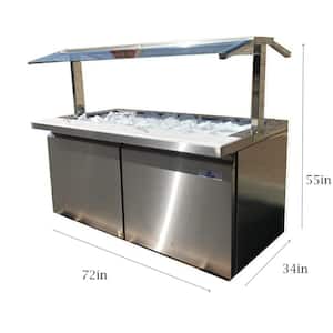 72 in. W 18 cu.ft Commercial auto Frost upright salad buffet refrigerator cold table in Stainless