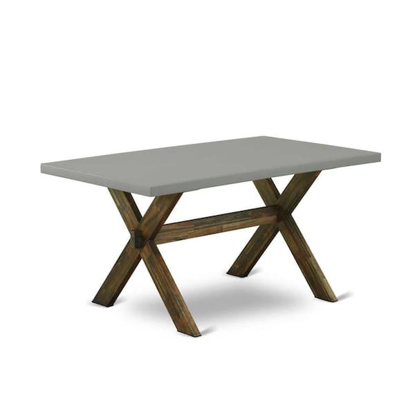 East West Furniture 5-Piece Distressed Jacobean Finish Solid Wood Top Dining table with 4-Chairs with Lattice Back