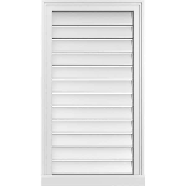 Ekena Millwork 20 in. x 36 in. Vertical Surface Mount PVC Gable Vent: Functional with Brickmould Sill Frame