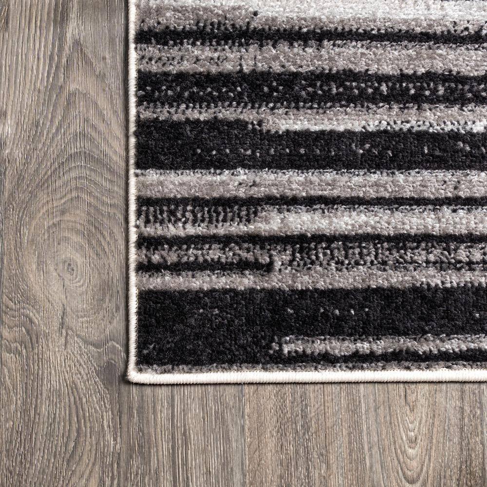 Gray and Cream Reversible Synthetic Stripe Area Rug, 3x5 Feet