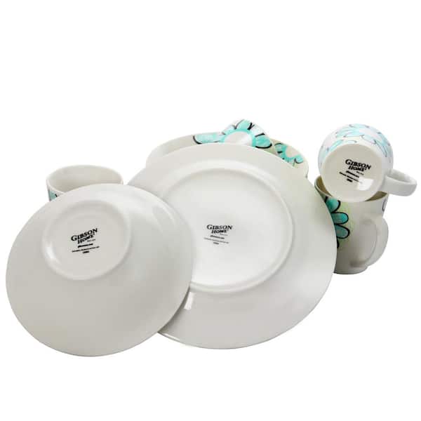 Gibson Lush Blossom 12-Piece Casual White Stone Dinnerware Set (Service for  4) 98597313M - The Home Depot