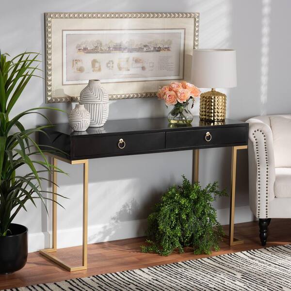 Baxton Studio Console outlet Tables, Black/Gold BRWH-B09QLX9H7R