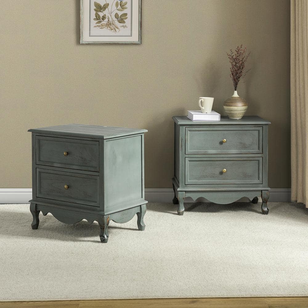 Elpenor 24"Wx16"Dx24"H Tall 2 - Drawer Walnut Nightstand Set of 2 - thumbnail 3