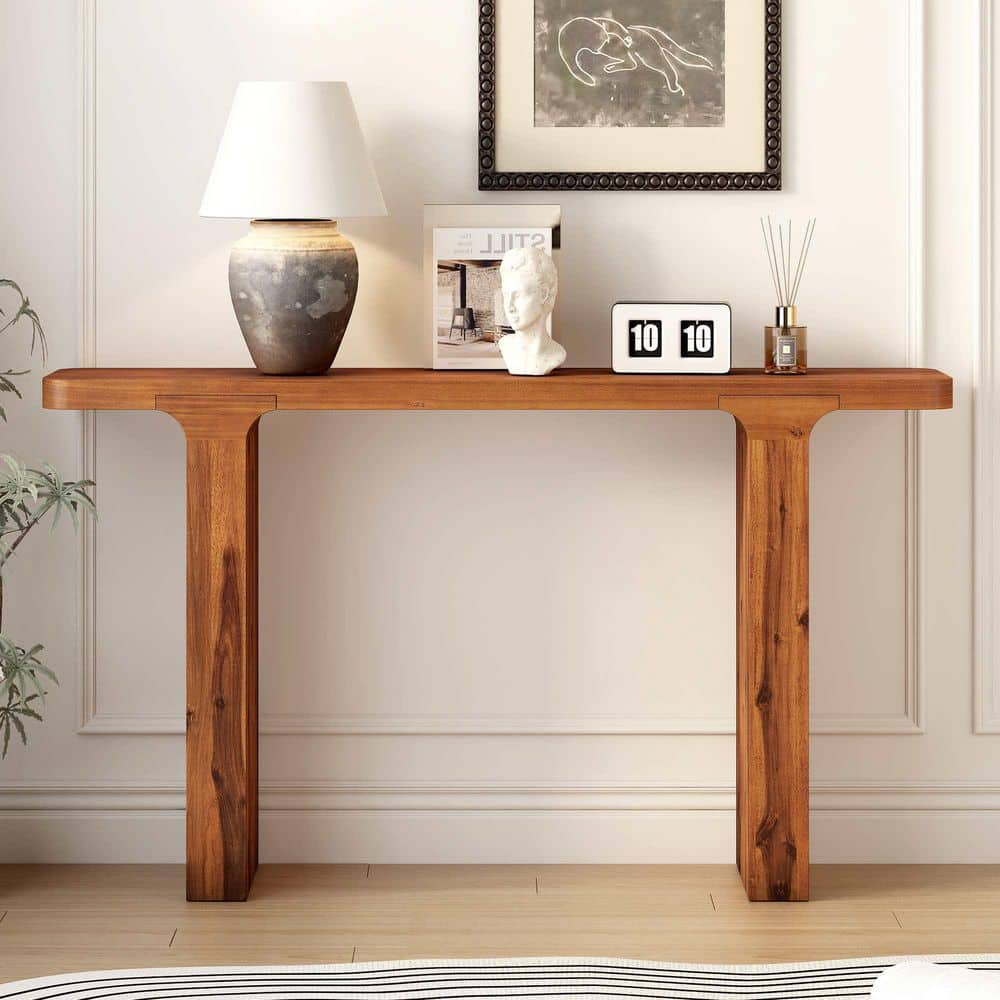 60 in. Natural Rectangle Wood Console Table Entryway Table