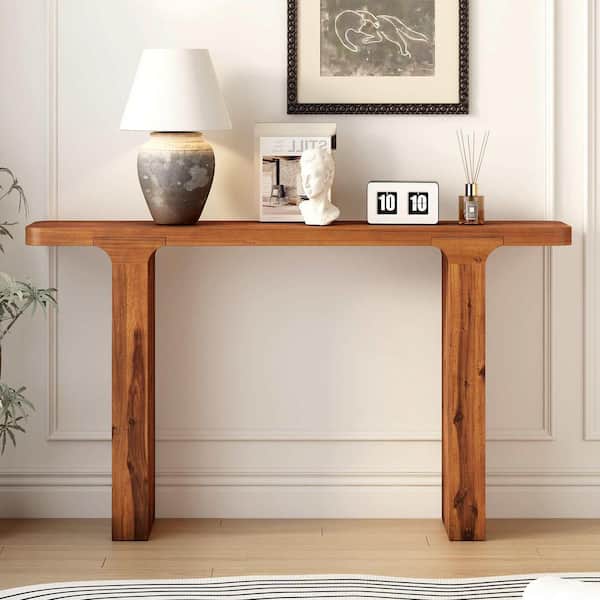 60 in. Natural Rectangle Wood Console Table Entryway Table