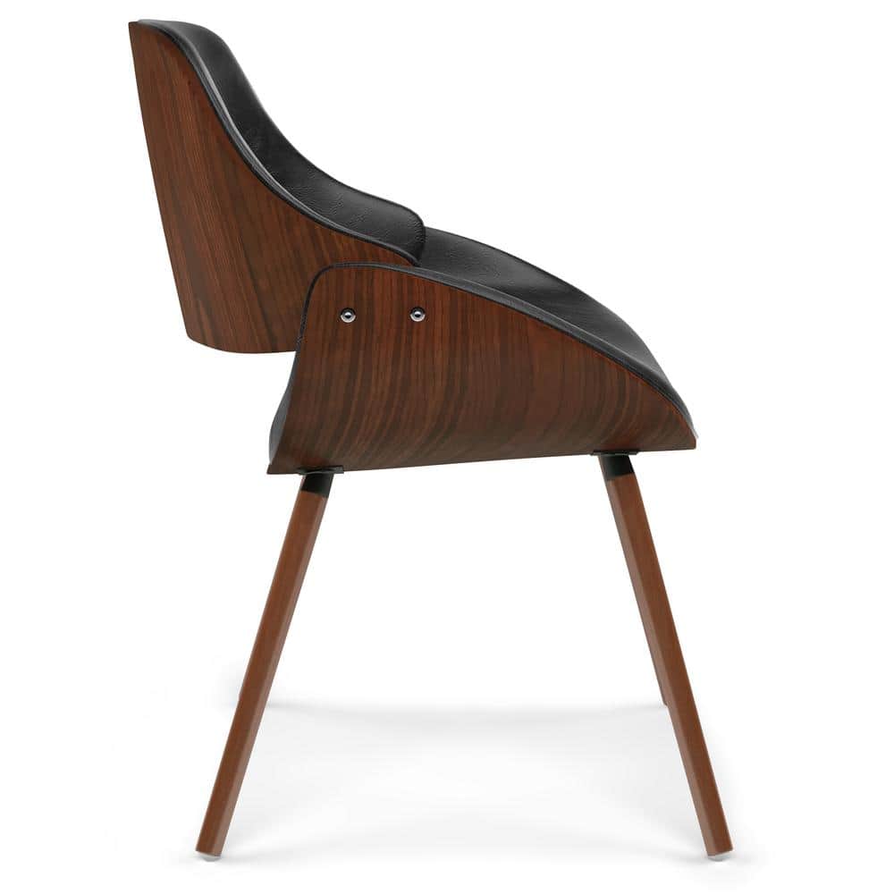 Mid-Century Modern Black Faux Leather Upholstered Side Chair