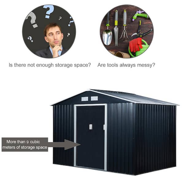 Outsunny 6 ft. x 9 ft. x 6 ft. Metal Utility Shed for Garden