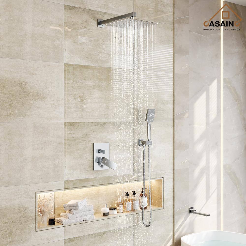 Chrome Large Square Multi-Head Wall Mounted Shower System