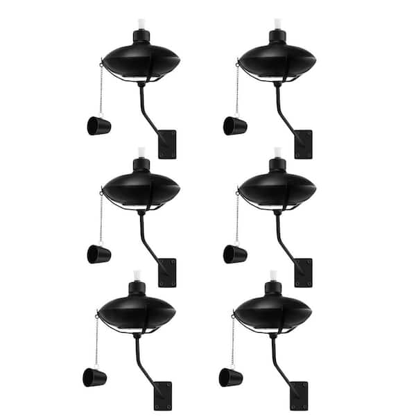 6-Pack Wall Mounted Citronella Torches Outdoor Metal Refillable Flame Light Torch for Yard Patio Deck Garden Party