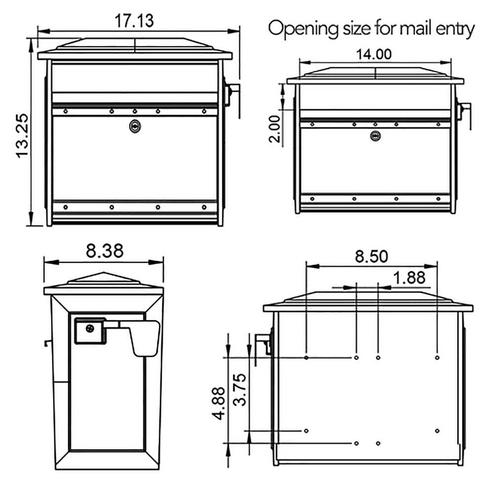 Medium White Aluminum Locking Wall Mount Mailbox