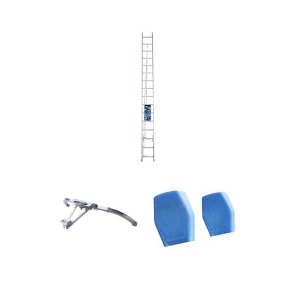 32 ft. Aluminum Extension Ladder (250 lb. Capacity), Stabilizer, and Ladder Covers (2-Pack) Combo