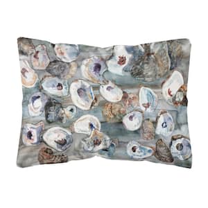 12 in. x 16 in. Lumbar Outdoor Throw Pillow Bunch of Oysters Canvas Fabric Decorative Pillow
