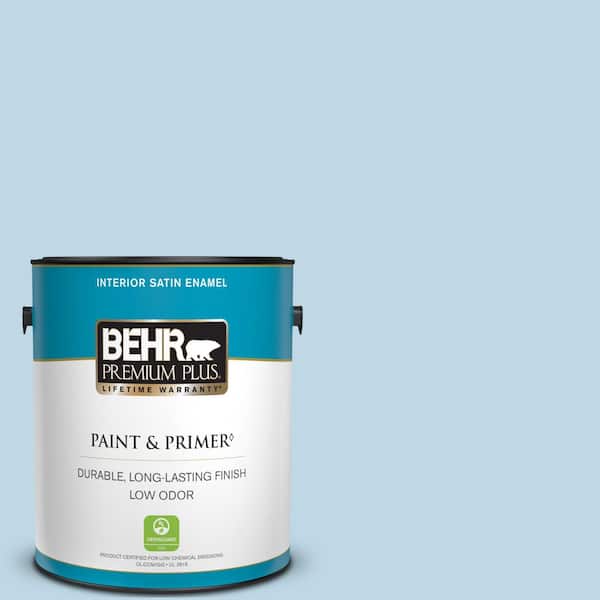 BEHR PREMIUM PLUS 1 gal. #M500-1 Tinted Ice Satin Enamel Low Odor Interior Paint & Primer