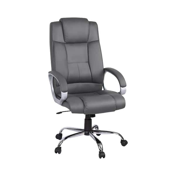 Homestock Gray High Back Executive Premium Faux Leather Office Chair with Back Support, Armrest and Lumbar Support