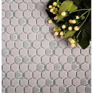Gray 11.8 in. x 12 in. Hexagon Polished Recycled Glass Mosaic Tile (4.92 sq. ft./Case)