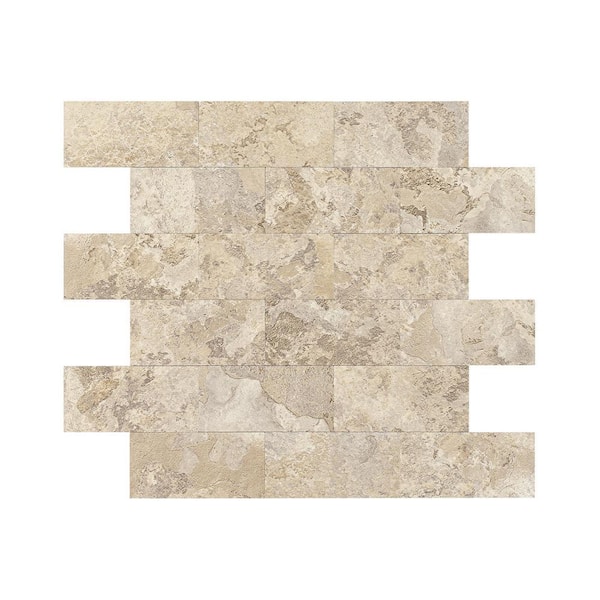 Stone Beige Subway Wall Tile, 11.6 in. x 11.4 in. x 0.12in. Vinyl Peel and Stick Tile for Backsplash (10-Packs)