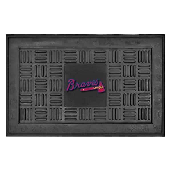 FANMATS MLB Atlanta Braves Black 19 in. x 30 in. Vinyl Indoor/Outdoor Door Mat