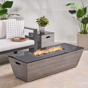 Langton 16 in. x 20 in. Rectangular Concrete Propane Outdoor Patio Fire Pit in Dark gray with Tank Holder