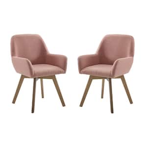 Kacy Pink Fabric Swivel Accent Arm Chair (Set of 2)