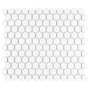 Hudson 1 in. Hex Matte White 11-7/8 in. x 13-1/4 in. Porcelain Mosaic Tile (11.2 sq. ft./Case)