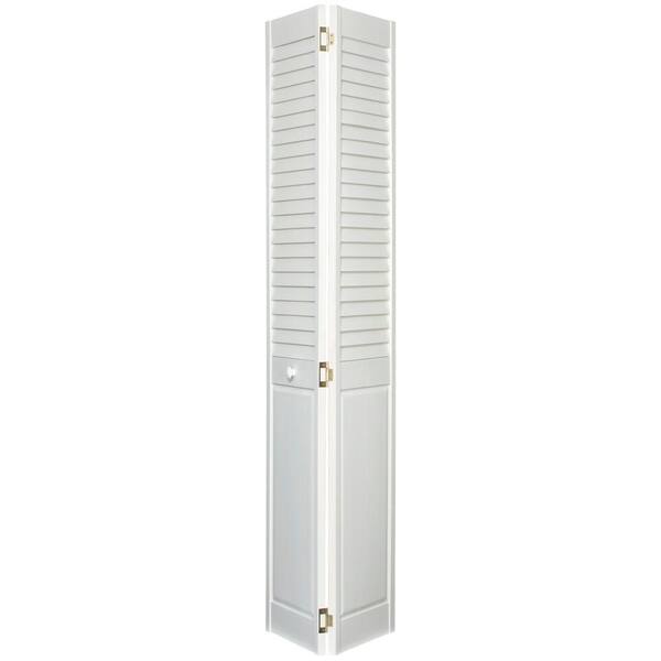 Home Fashion Technologies 24 in. x 80 in. Louver/Panel Primed Solid Wood Interior Closet Bi-fold Door