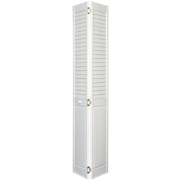 Home Fashion Technologies 28 in. x 80 in. Louver/Panel Primed Solid Wood Interior Closet Bi-Fold Door