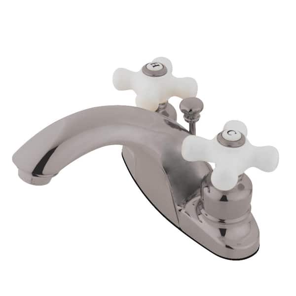 Kingston Brass English Country 4 in. Centerset 2-Handle Bathroom Faucet in Brushed Nickel