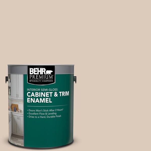 BEHR PREMIUM 1 Gal. #PPU5-12 Almond Wisp Semi-Gloss Enamel Interior ...