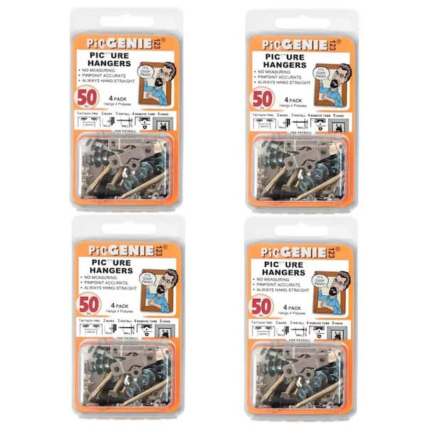 PICGENIE123 Picture Hanger 50 lbs. Hangs 16 Pictures (4-Pack)