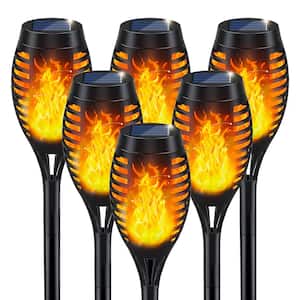 Solar Flame Torch LED Lights for Outdoor Garden Decor (6-Pack)