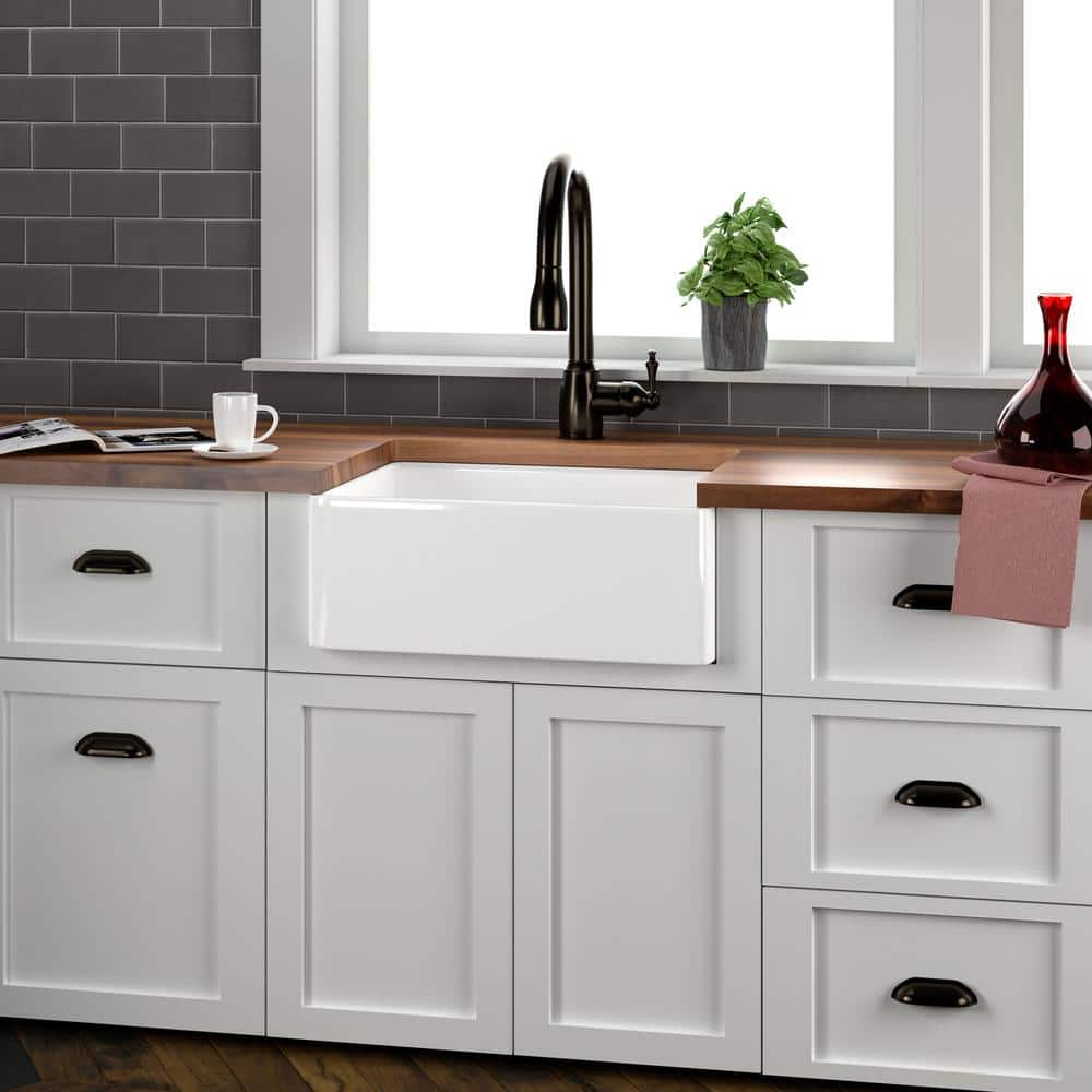 24'' Biscuit Fireclay Farmhouse Single Bowl Kitchen Sink