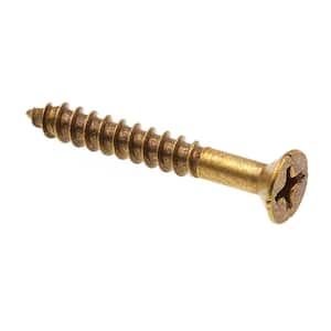 #8 x 1-1/4 in. Solid Brass Phillips Drive Flat Head Wood Screws (25-Pack)