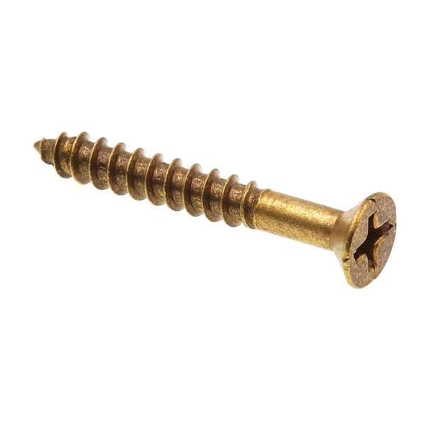 Prime-Line #8 x 1-1/4 in. Solid Brass Phillips Drive Flat Head Wood Screws (100-Pack)