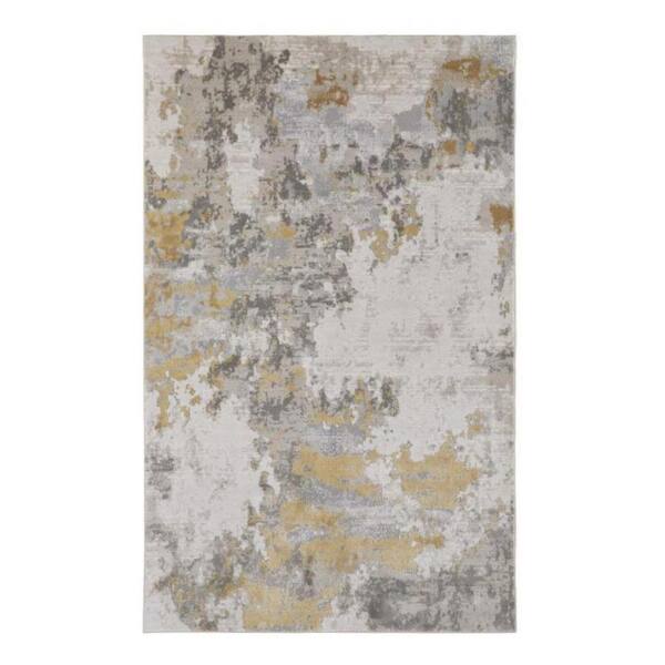 HomeRoots Gold and Ivory Abstract 7 ft. x 10 ft. Area Rug