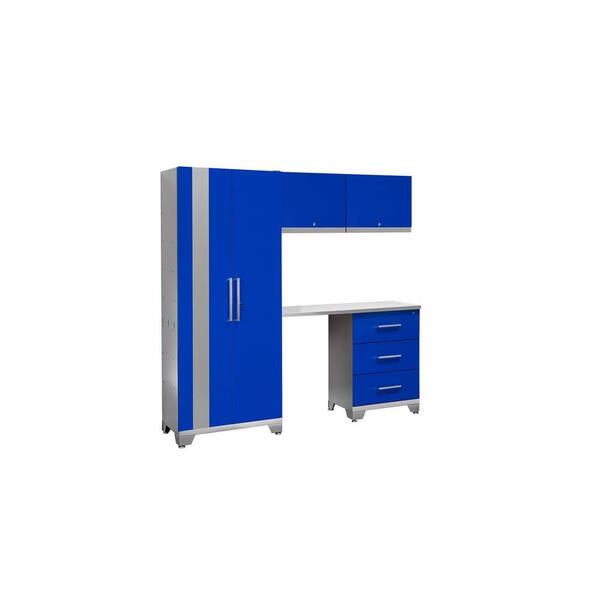 NewAge Products Performance 75 in. H x 78 in. W x 18 in. D Steel Garage Cabinet Set in Blue (5-Piece)