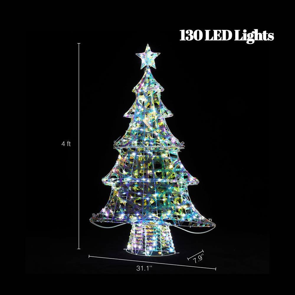 Multicolor LED Lighted Christmas Tree with Iron Frame