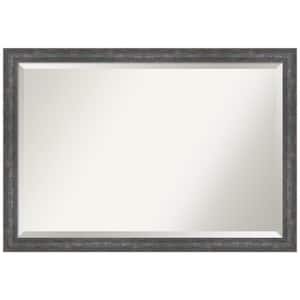 Angled Metallic Rainbow 39.25 in. x 27.25 in. Beveled Modern Rectangle Wood Framed Wall Mirror in Gray