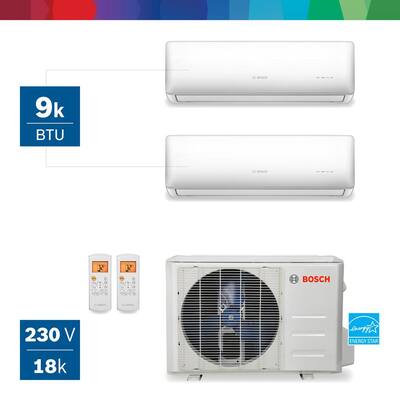 Pro Pack 2-Zone 18,000 BTU 1.5 Ton Ductless Mini Split Air Conditioner with Heat Pump 230V