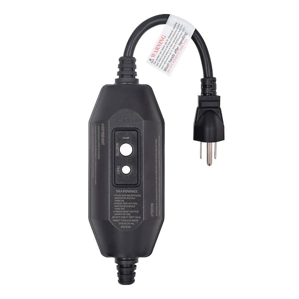 ELEGRP 1 ft. 15 Amp Manual Reset 3 Prong in-Line Portable GFCI Replacement Right Angle Plug Assembly