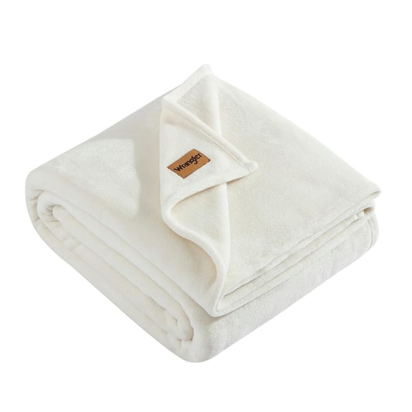 Wrangler WGR Solid Ivory Microfiber Full/Queen Blanket