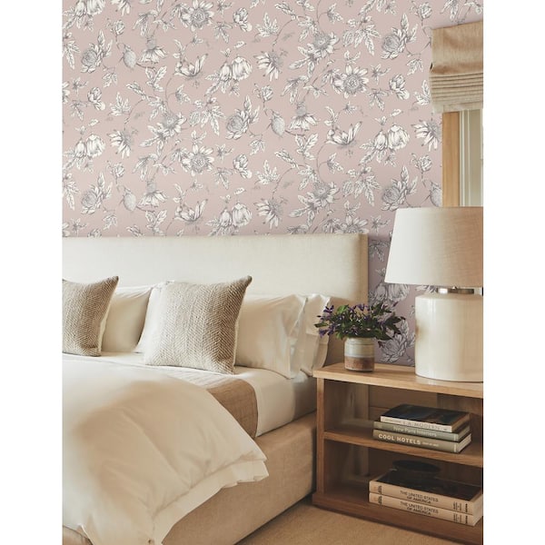 Passion Flower Toile Orchid Wallpaper Roll