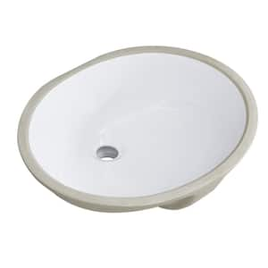 Ceramic 19.5 in. Undermount Oval Bathroom Sink with Front Overflow in White