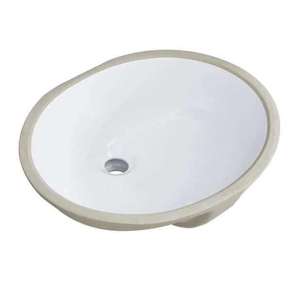 Boyel Living Ceramic 19.5 in. Undermount Oval Bathroom Sink with Front Overflow in White