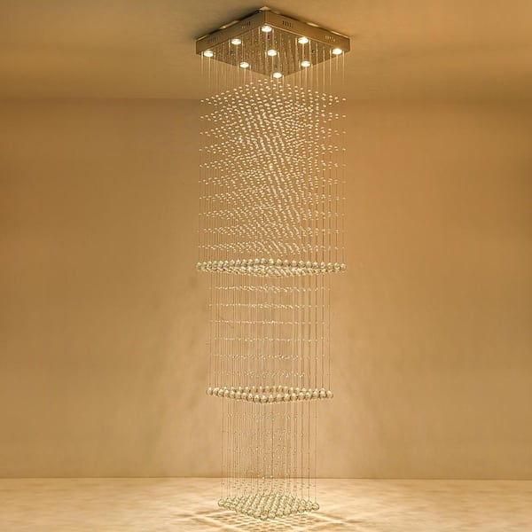 Alexander 9-Light Chrome Statement Tiered Empire Chandelier with Crystal Accents for Foyer Entryway