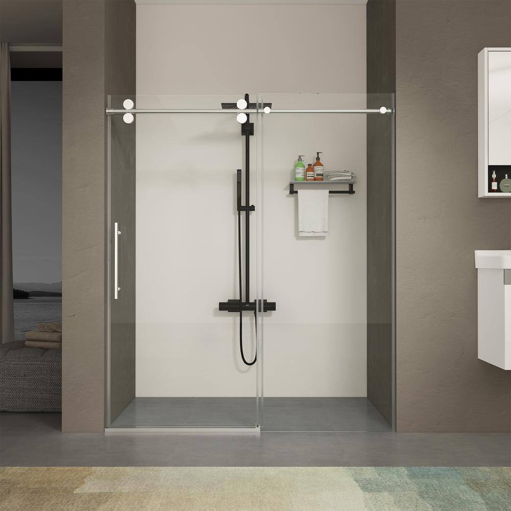 Chrome Frameless Sliding Shower Door with Tempered Glass