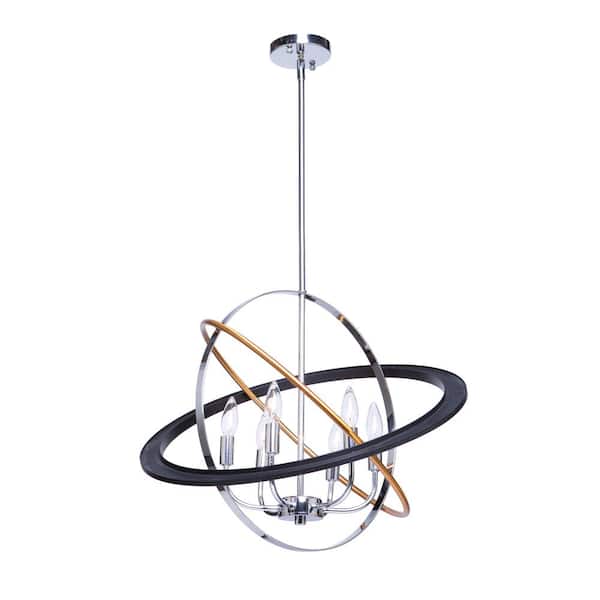 ARTCRAFT Cosmic 6-Light Dark Bronze, Chrome, Satin Brass Chandelier
