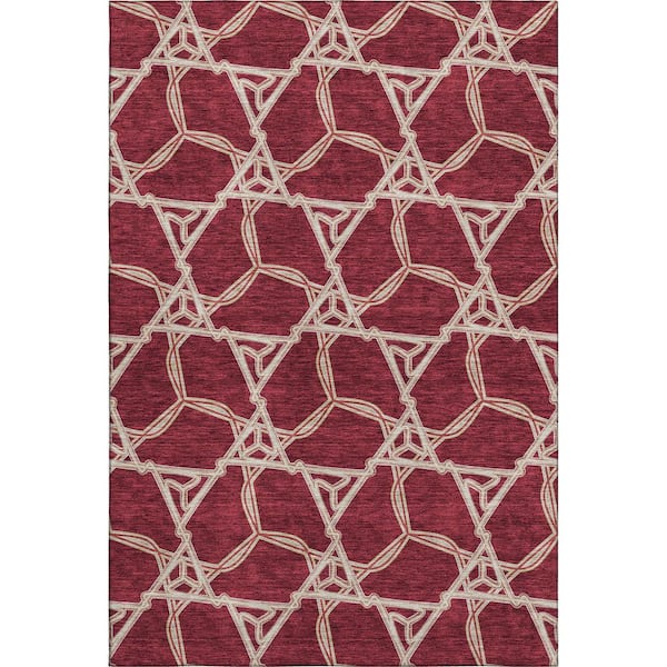 Addison Rugs Mayfield Premium Machine Washable Abstract AMF959 Burgundy 9 ft. x 12 ft. Area Rug